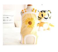 Pet Dog Harassment-prevention Underwear Small Medium Female Dogs Physiological Nappy With Adjustable Strap Suspender(Yellow daisy,L)