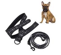 Pet Dog Harness Comfortable Lining Reflective Covered Edge Explosion Proof Traction Leash Suit Black Line Small Medium Large Dogs (S)