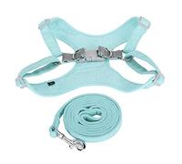Pet Dog Harness No Pull Adjustable Control Vest Reflective Collar Comfortable Breathing Belt Traction Rope Kit for Small Medium Large Dogs Walking at Night SUEDE Material (XXS)