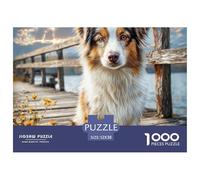 Pet Dog Impossible Hard Difficult Challenging 1000 Piece Puzzle - Blue Merle Sheltie on Dock for Adults Decompression Great Gift Idea52x38cm/1000pcs