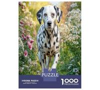 Pet Dog Jigsaw Puzzles Dalmatian in Wildflower Field Puzzle Recycled Paper Impossible Hard Difficult Challenging for Adults 38x26cm/1000pcs