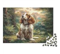 Pet Dog Paperboard Cocker Spaniel Standing in Sunlit Garden Classic Jigsaw Puzzle Beginner Friendly Mind Stimulating 38x26cm/1000pcs