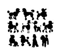 Pet Dog Poodle Silhouette 11 Cute Sticker Sheets - Dog Lover Gifts - Car Bumper Sticker - Light Switch Sticker - Wall Decal - Scrapbook Stickers (Black, Tiny Pack)