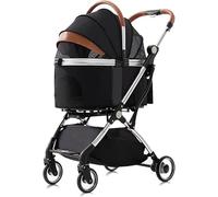 Pet Dog Pram Stroller for Small Medium Dogs/2 Cats - Separable Cat Strollers Trolley with Rain Cover - Aluminum Bracket Travel Carrier Cart Carriage - Convenient and Comfortable Pet Dog Strolle(Nero)