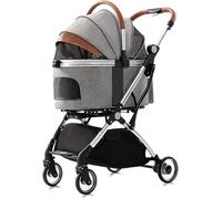 Pet Dog Pram Stroller For Small Medium Dogs/2 Cats - Separable Cat Strollers Trolley With Rain Cover - Aluminum Bracket Travel Carrier Cart Carriage - Convenient And Comfortable Pet Dog Strolle(Gray A