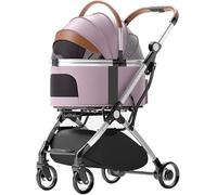 Pet Dog Pram Stroller For Small Medium Dogs/2 Cats - Separable Cat Strollers Trolley With Rain Cover - Aluminum Bracket Travel Carrier Cart Carriage - Convenient And Comfortable Pet Dog Strolle(Purple
