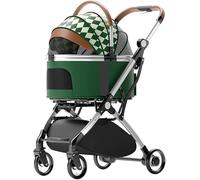 Pet Dog Pram Stroller For Small Medium Dogs/2 Cats - Separable Cat Strollers Trolley With Rain Cover - Aluminum Bracket Travel Carrier Cart Carriage - Convenient And Comfortable Pet Dog Strolle(Green)