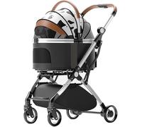 Pet Dog Pram Stroller for Small Medium Dogs/2 Cats - Separable Cat Strollers Trolley with Rain Cover - Aluminum Bracket Travel Carrier Cart Carriage - Convenient and Comfortable Pet Dog Strolle(Cow)