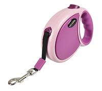 Pet Dog Puppy Doggy Automatic Retractable Lead Nylon Tape Rope with Handle Grip Nylon Tape Dog Lead 3M 5M & 7M (3 Meter Max 12 KG Dog, Pink)