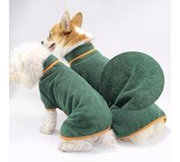 Pet Dog Quick-Drying Bathrobe, Fully Wrapped for Large Dogs, Absorbent and Breathable for Dogs to bathe and take a Bath (Dark Green, M (31-53 pounds))