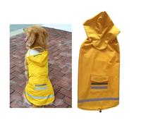 Pet Dog Rain Coat Waterproof Reflective 3xl Polyester for Medium Large Dogs | Yellow Outdoor Wear, Head Coverage, 50cm Back Length, 64cm Bust, 41cm Neck, Rainy Day Use