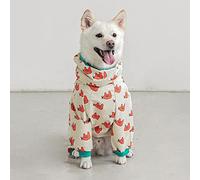 Pet Dog Raincoat Four Legged All Inclusive Waterproof Big Universal with Printed Four-Legged Hooded(White,L)