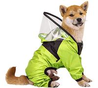Pet Dog Raincoat Transparent Hat Bright Colors Elastic Cuff Design for Safety in Rose Red/Green Size XS-4XL Pet Supplies (Generica1w4z03f5q-10241358)