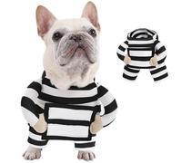 Pet Dog Shirt Prisoner Costume Cotton Black and White Strips Puppy Clothes Lightweight Polyester Dog Shirts Sleeved Costume for Small Medium Large Pet (Medium, Furry Inmate Prisoner)