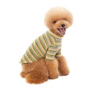 Pet Dog Shirt Rainbow strips kintted pullover Puppy Lightweight Cute Comfortable For Bulldog Summer(Light Green,L)