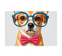 Pet Dog Soft Bow Tie, Oversized Glasses Placemats Set 30x45cm Heat Resistant Washable Placemat Waterproof Table Placemats Non-Slip Wipeable Tables Mat Kitchen Place Mats for Dining Party Home Decor