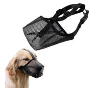 Pet Dog Soft Nylon Muzzle, Breathable Puppy Mouth Cover with Adjustable Straps, Mesh Mask for Medium/Large Dogs, Prevent Eating, Biting, Licking and Chewing, Allows to Pant and Drink (Black, M)