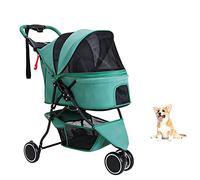 Pet Dog Stroller,3 in 1 Cat Dogs Strollers with Removable Carrier,3 Wheels Travel Foldable with Cup Holder for Small Medium Dogs & Cats,Green