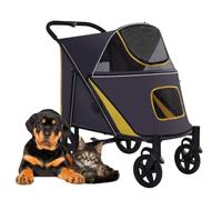 Pet Dog Stroller Carriage for Large Dogs, Large Dog Strollers Luxury Pram Premium Pet Pushchair 4 Wheel Pet Stroller for Cat, Dog and More, Foldable Carrier Strolling Cart(Yellow)
