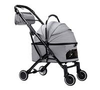 Pet Dog Stroller Cat Carrier, Dog Prem Dog Pram Pushchair Pet Stroller for Small Medium Dogs, Foldable Detachable Pet Stroller Carriage Dog Walker with Storage Bag (Color : Gray A)