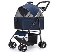 Pet Dog Stroller,Foldable Dog Cat Jogger Stroller, Dog Travel Carrier with Storage Basket and Cup Holder