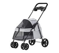 Pet Dog Stroller for Cats with Cup Holder, Dog Strollers for Small Dogs Clearance Premium Dog Pram Stroller Buggy with Rain Cover, Breathable Dog Prams Pushchairs(Grey a)
