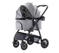 Pet Dog Stroller for Medium Small Dogs Upgraded Pet Pram Stroller 4 Wheel Cat Dog Strollers with Detachable Carrier Breathable Carriage Seat Large Capacity (Black) (Gray a)