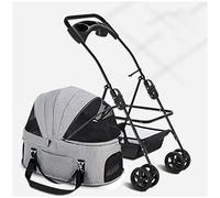 Pet Dog Stroller for Small Medium Dogs/Cats, Cat Stroller for 2 Cats, Dog Pram Pet Cat Strollers Premium Pet Pushchair Detachable Travel Carrier Trolley with Cup Holder(Gray a)