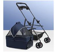 Pet Dog Stroller for Small Medium Dogs with Cup Holder Dog Pet Strollers Cat Dog Travel Stroller Carriage with Detachable Carrier Trolley Zipperless (Grey a) (Blue)