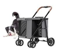 Pet Dog Strollers for Large Dogs, Folding Large Space Dog Pram Pushchair Luxury Multi Pet Travel Stroller Carrier, Dog Stroller Foldable Cart Carriage for Cat Dog and More (Gray A)