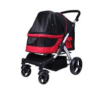 Pet Dog Strollers for Large Dogs Travel Dog Stroller Carrier Cat Carriage Pet Stroller for Dogs and Cats Breathable Oxford Cloth Aluminum Alloy Loading (Nero) (Red)