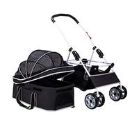 Pet Dog Strollers for Medium Small Dogs, Cat Strollers for 2 Cats, Lightweight Pet Stroller Dog Pram Cart Cat Stroller Travel Carrier Dog Prams Pushchairs, Detachable Carrier(Nero)