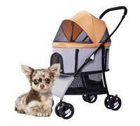 Pet Dog Strollers for Small Dogs, Dog Pram Travel Stroller Carrier Outdoor Buggy 4 Wheel Pet Cat Stroller Lightweight Folding Detachable Dog Pushchair for Small Dogs (Orange)
