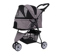 Pet Dog Strollers for Small Medium Dogs, 3 Wheel Dog Stroller Folding Dog Pram Cat Stroller Buggy Lightweight Pet Pushchair Travel Carriage Stroller Cart, Durable Wheels(Gray a)