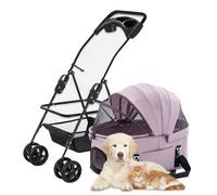 Pet Dog Strollers for Small Medium Dogs/Cats, Cat Dog Stroller Travel Carriage Carrier Zipless Entry, Foldable Pet Stroller Breathable Dog Pram Pushchair with Cup Holder(Pink)