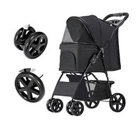 Pet Dog Strollers for Small Medium Dogs & Cats, Pet Dog Cat Stroller Lightweight Folding Pet Travel Pram Cart Premium Dog Strollers Cat Carriage Pushchair with Cup Holder(Nero)