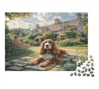 Pet Dog Sturdy Paper Cocker Spaniel on Stone Path by Cottage Jigsaw Puzzle Stress Relief Birthday Gift 38x26cm/1000pcs