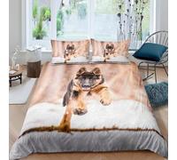 Pet Dog Super King Duvet Cover Set 3D Printed Cute Animals Bedding Set Ultra Soft Microfiber Quilt Cover 220x260 cm with 2 Pillowcases with Zipper for Boys Girls Teens a.1991