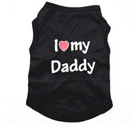 Pet Dog T-Shirt I Love My Daddy Mommy Vest Gift Costume Clothes for Small Puppy Cat Kitten Yorkshire Chihuahua Poodle Teacup Terrier Rabbit Baby Dogs (XL, Black-D)