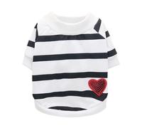 Pet Dog T-Shirt Lightweight Pet Clothing Soft Comfortable And Breathable Suitable For Spring And Summer Wear Perfect For Small Cats Dogs Featuring A Striped Heart Design (A, XS)