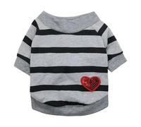 Pet Dog T-Shirt Lightweight Pet Clothing Soft Comfortable And Breathable Suitable For Spring And Summer Wear Perfect For Small Cats Dogs Featuring A Striped Heart Design (F, XS)