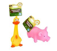 Pet Dog Toy Squeaky Farmyard Animal Plush Toy for Dogs - Duck & Pig Assorted Designs, Interactive Chew Toy for Small Medium Large Dogs, Soft Squeaker Puppy Play Toy for Indoor Training & Fetch