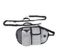 Pet Dog Training Waist Bag Hands-free Sports Multifunction Outdoor Walk Dog Belt Nylon Hands Free Dog Lead(Gray Set)