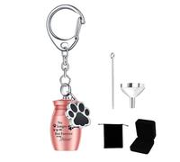 Pet Dog Urns for Ashes Memorial Keychain,Small Cat cremation Keepsake Jewelry Paw Print Memorial Urn- with Storage Bags, Jewelry Box & Funnel - Carry Your Beloved Dog Cat Forever (pink)