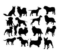 Pet Dog Various Breeds Silhouette 17 Cute Stickers Pack - Dog Lover Gifts - Car Bumper Sticker - Light Switch Sticker - Wall Decal - Scrapbook Stickers (Black, Extra Small Pack)