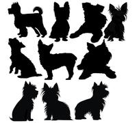 Pet Dog Yorkshire Terrier Silhouette 10 Cute Stickers Pack - Dog Lover Gifts - Car Bumper Sticker - Light Switch Sticker - Wall Decal - Scrapbook Stickers (Black, 5cm (2") Tall)