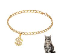 Pet dogs and cats Gold Chain Diamond Crystal Dollar Sign Pendant Collar Walking Metal Chain Necklace Pet Cuban Style Collar Jewelry(Bring Jewelry Box) Pet accessories (S)