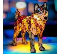 Pet Dogs Table Lamp, Cute Stained Glass Lamps, Energy Saving LED Light, Creates A Relaxing Atmosphere for Holiday Celebrations and Birthday Anniversaries(J)