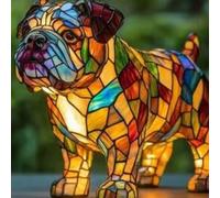 Pet Dogs Table Lamp, Cute Stained Glass Lamps, Energy Saving LED Light, Creates A Relaxing Atmosphere for Holiday Celebrations and Birthday Anniversaries(C)