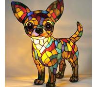 Pet Dogs Table Lamp, Cute Stained Glass Lamps, Energy Saving LED Light, Creates A Relaxing Atmosphere for Holiday Celebrations and Birthday Anniversaries(2)